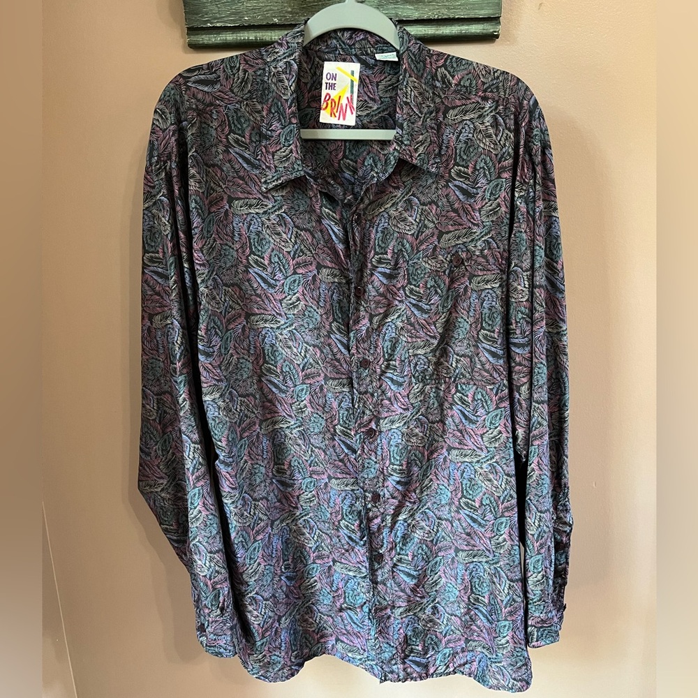 Vintage On The Brink Men's Silk long Sleeved Shirt Size XL